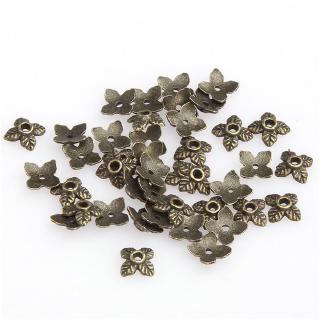 Wholesale 100pcs Retro Tone Leaf Bead Caps 6mm  Silver/Golden/Bronze 