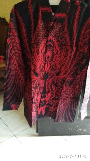 Manuk Peksi Merah Kemeja Batik Pria Full Furing Katun Primisima Batik Solo Batik Pria Eksklusif