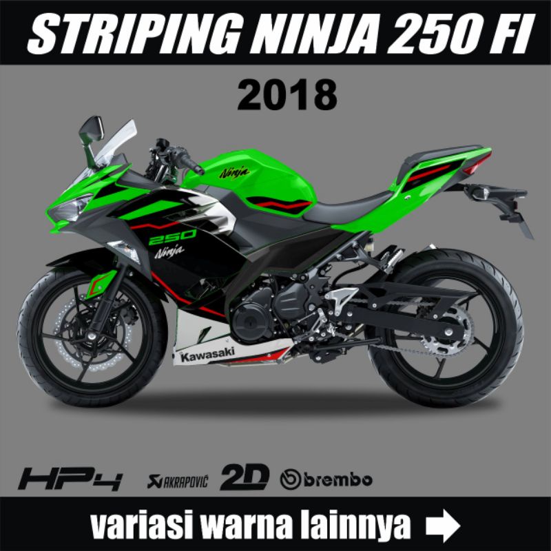 Decal Striping Ninja 250 Fi New 2018 Stiker Variasi Motif Lis Merah
