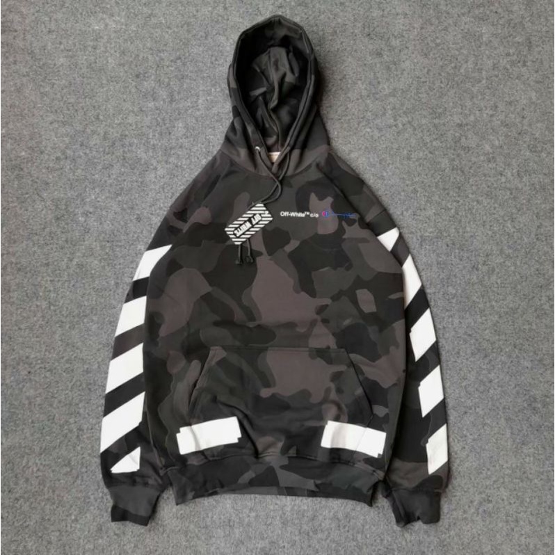 SWEATER HOODIE DISTRO OFF WHITE / JAKET SWEATER HOODIE OFF WHITE CAMO