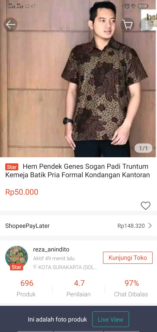 Hem Pendek Genes Sogan Padi Truntum Kemeja Batik Pria Formal Kondangan Kantoran Katun Halus Motif