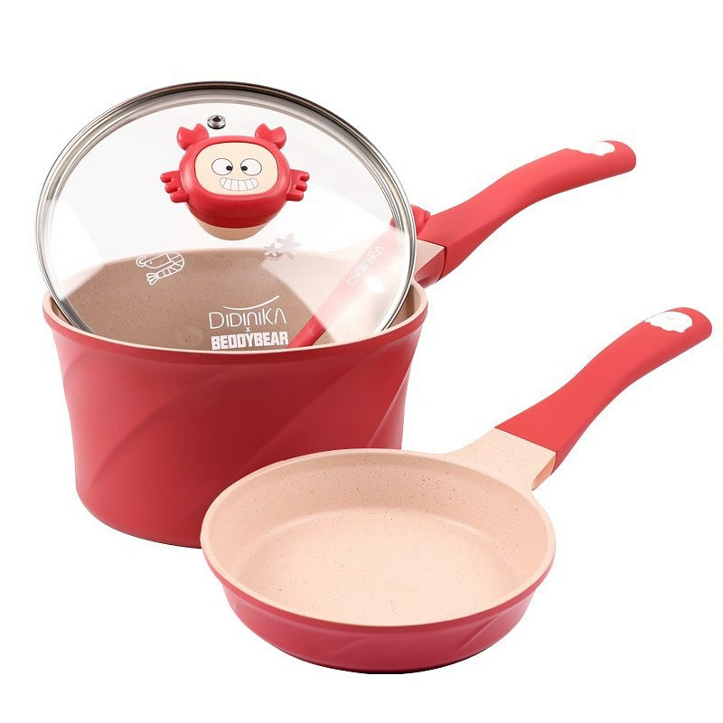 PANCI DAN PENGGORENGAN CANTIK BEDDY BEAR DIDINIKA COOKING SET WARNA MERAH