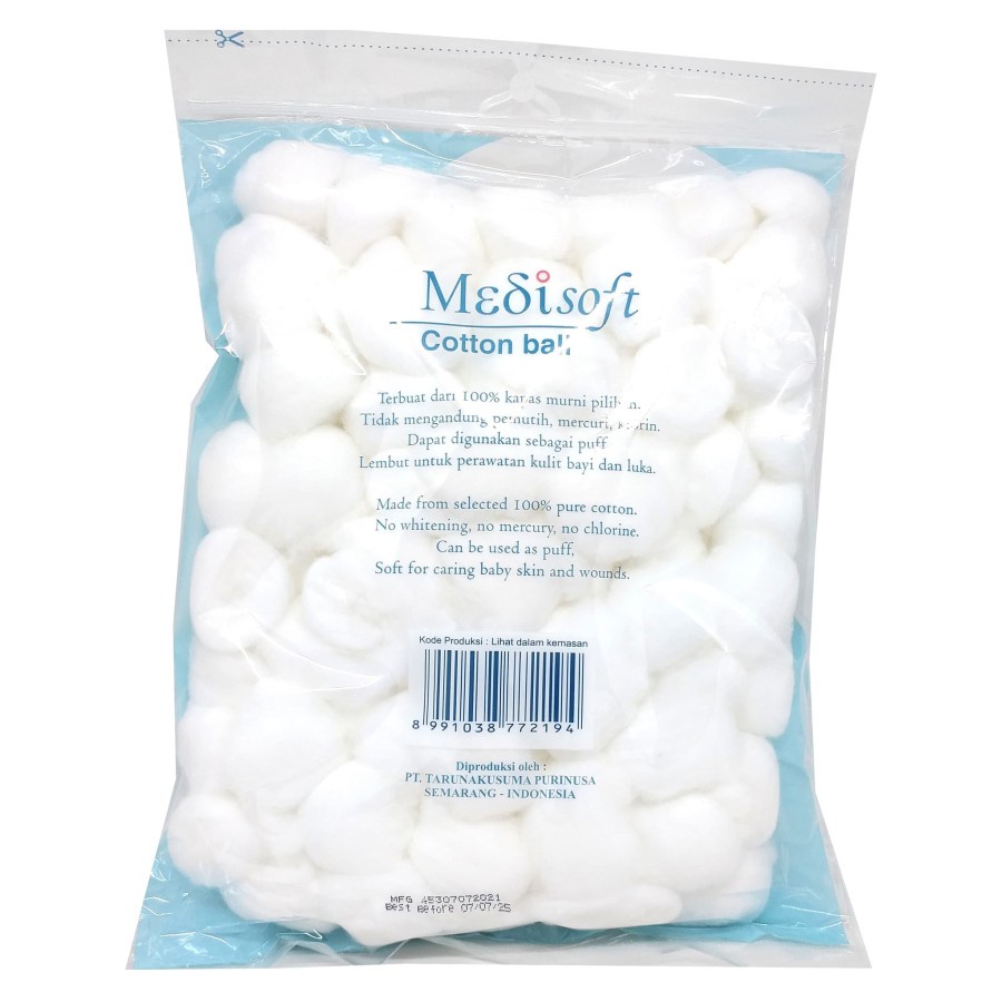 DISCON!!! Medisoft Cotton Ball 120 Balls 75g Bola Kapas Bayi Biru / Hijau