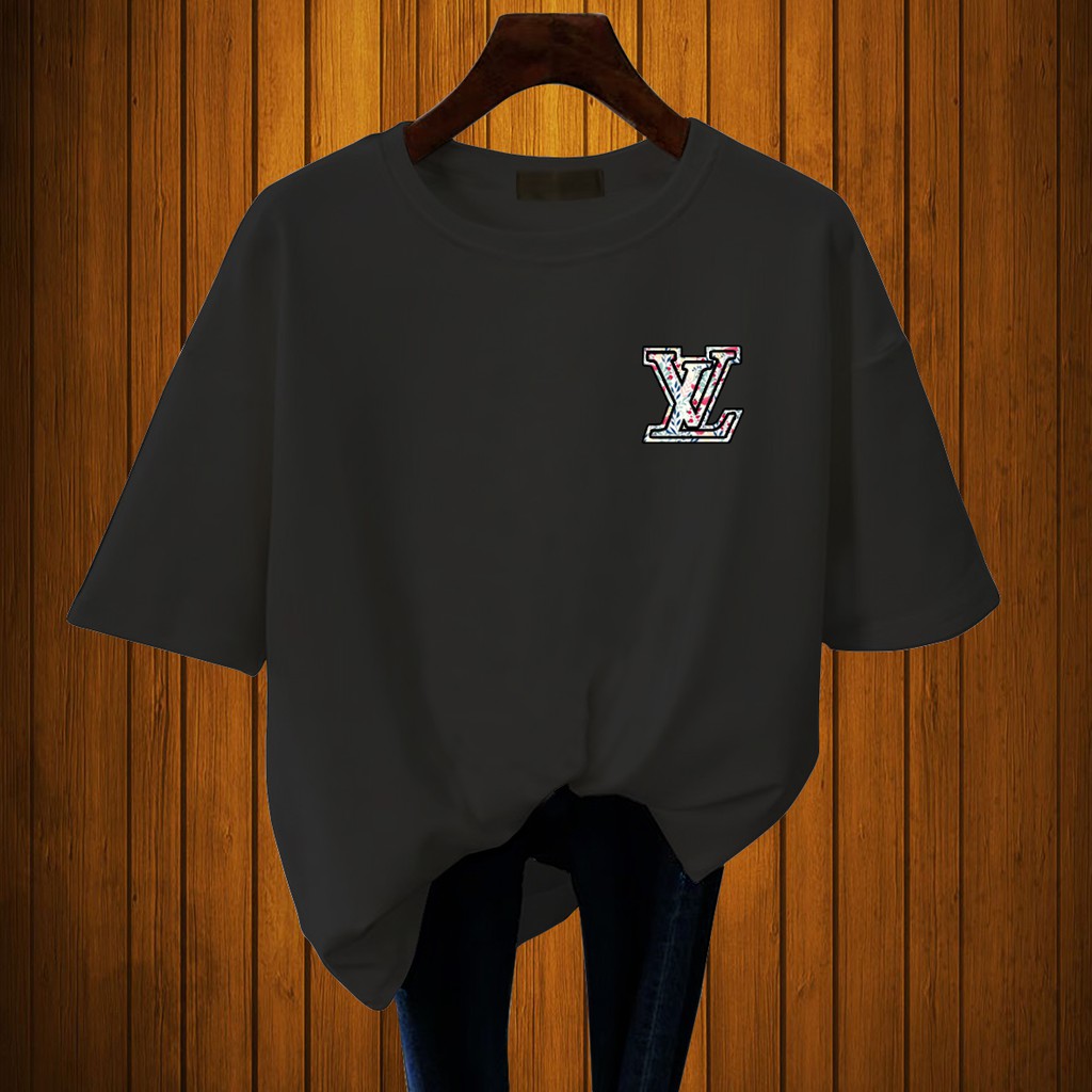 CALVIERO SHOP - BAJU KAOS PRINT L VEE FLOWERS PATTENTS ATASAN WANITA DEWASA