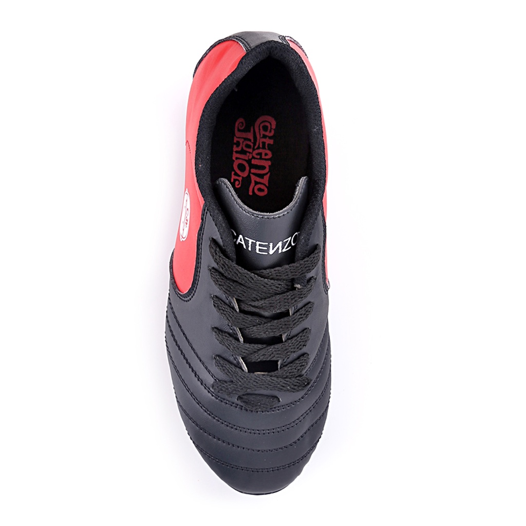 sepatu sepakbola anak bahan kulit BLACK RED C2 sepatu olahraga sepak bola no 31 32 33 34 35 36 36