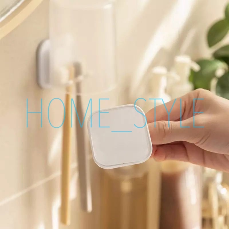 HOLDER GANTUNGAN TEMPAT SIKAT GIGI DAN GELAS KUMUR 2in1 / TOOTHBRUSH HOOK HOLDER JRW0128