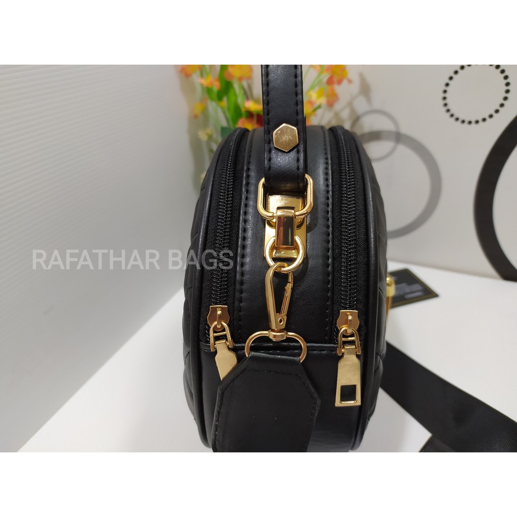 PROMO!!!Tas slempang wanita CHANE.LL bulat Top handle bag bahan bordir halus