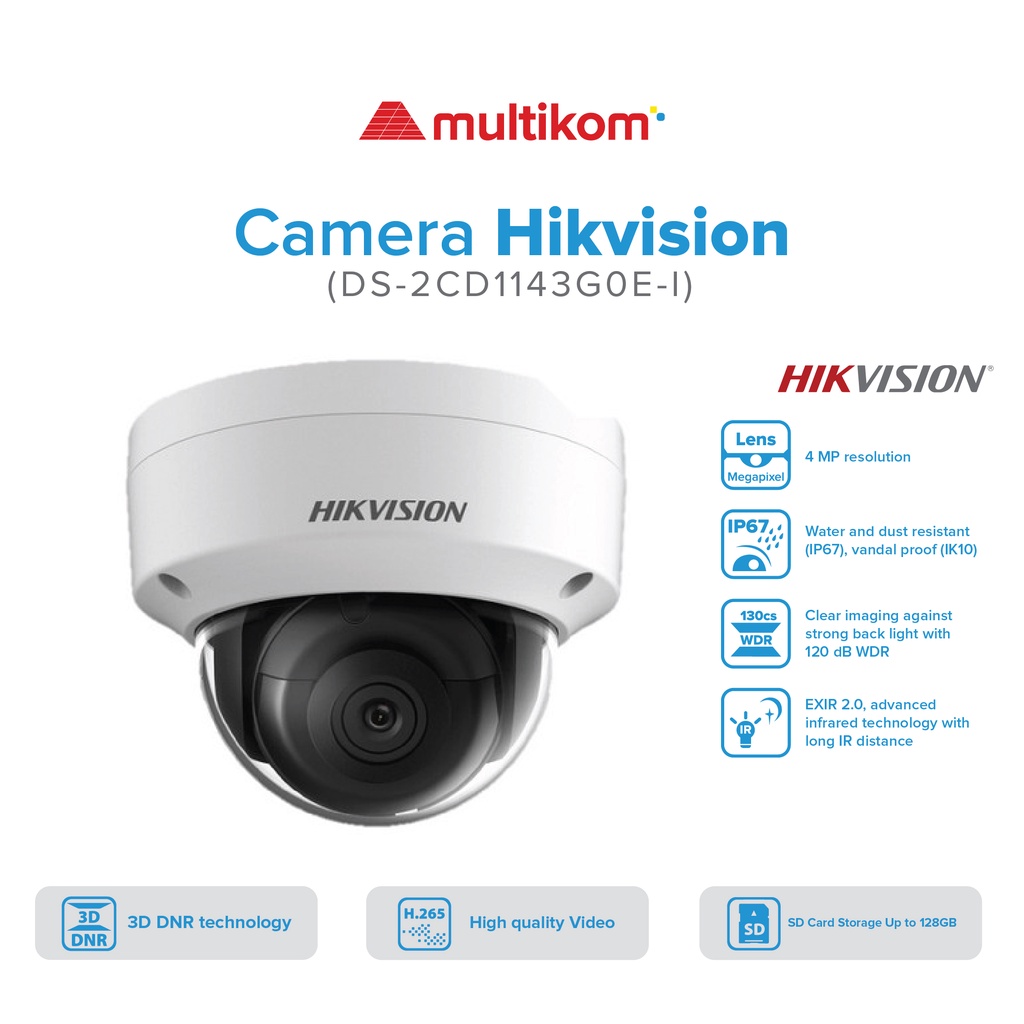 IP CAMERA HIKVISION DS-2CD1143G0E-I 4 MP Fixed Dome Network Indoor
