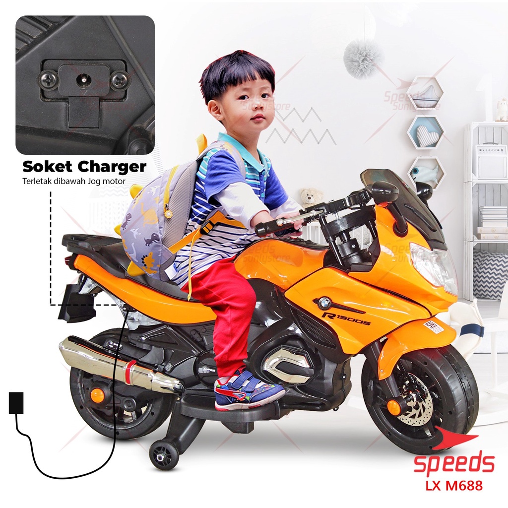 promo Motor Aki Anak Mainan Anak Motor Motoran Sepeda Motor Mini Ban Karet Original PMB M688
