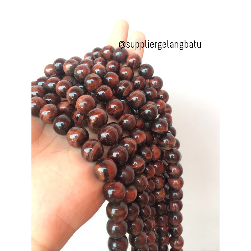 bahan craft blackred 12mm tiger eye merah akik biduri sepah fosil kayu merah gelap supplier fashion