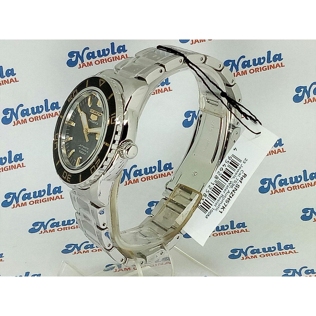 Seiko 5 Sports SNZH57K1 Automatic Black Gold - Jam Tangan Pria SNZH57