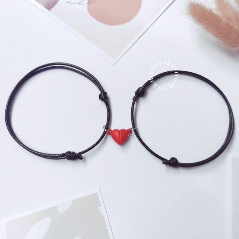 2 PCS/1SET GELANG MAGNET LOVE MINI WARNA / GELANG COUPLE PASANGAN BISA REQUEST INISIAL