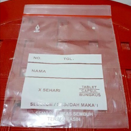 plastik klip obat bening / plastik klip obat biru isi 100 pcs