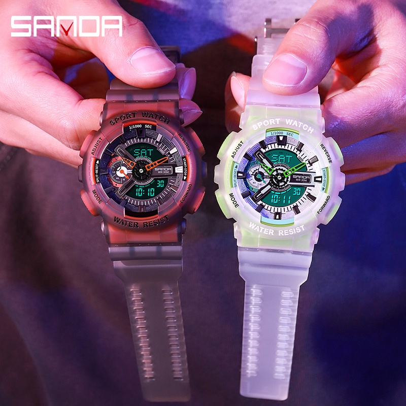 SANDA 3029 Jam Tangan Pria Digital Analog Tali Rubber Shockproof Anti Air WATCHKITE WKOS