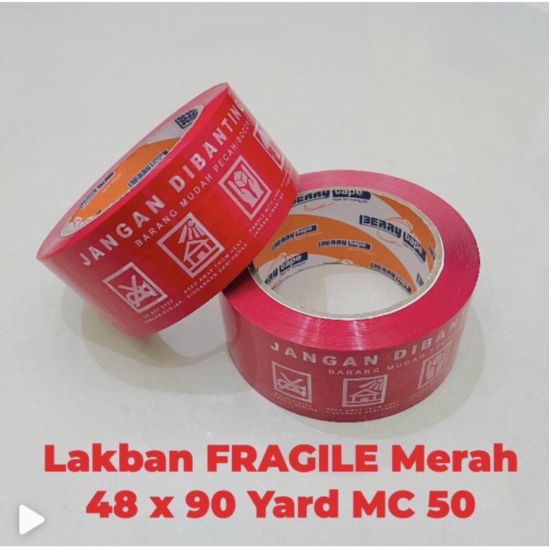 

Lakban FRAGILE Merah Jangan Di Banting 48 mm x 90 yard ( 80 Meter) Berry Tape MC-50