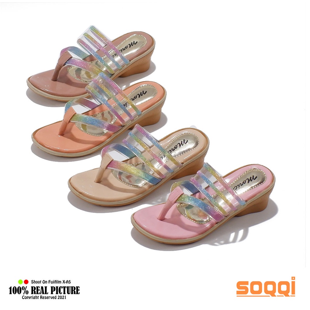 Japit wedges anak - High heel anak -  anak Perempuan - Sandal anak perempuan japit wedges pesta kekinian original sendal anak-anak cewek jepit hak rata tinggi 3 cm model casual flat branded Morichi AT05 cod murah keren 26-35