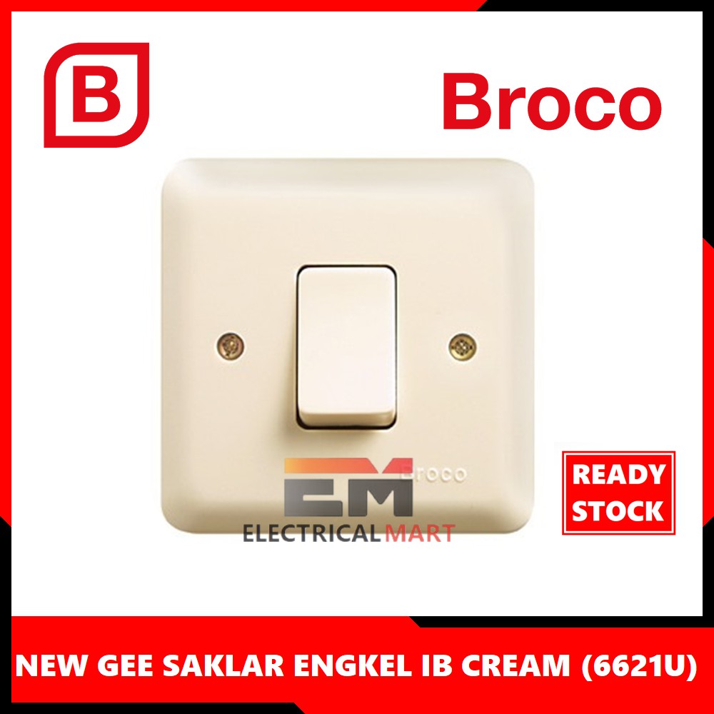 Pelove_Night () Saklar Engkel Broco Gee Ib Cream (6621U) Single Switch Inbow Tanam 6621U-11 Original