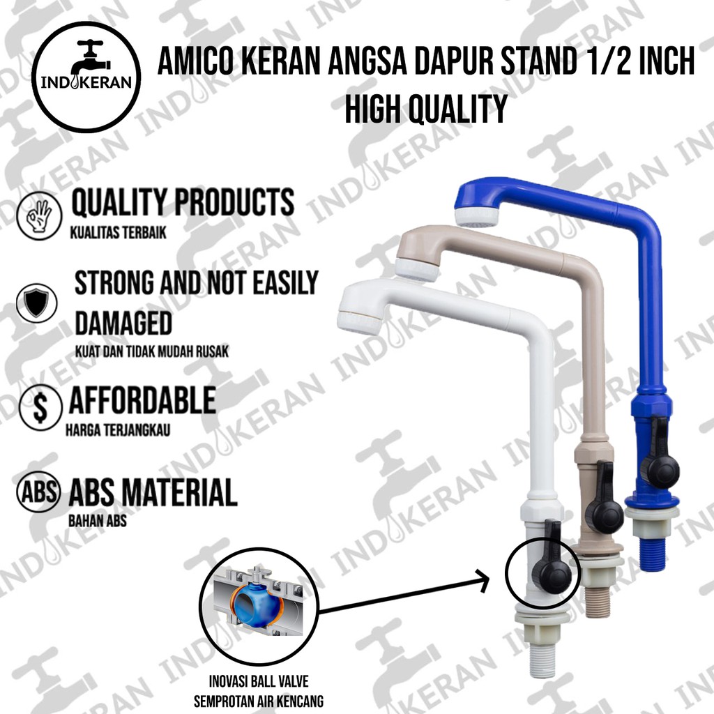 AMICO - Kran Angsa Dapur Stand - 1/2 Inch - High Quality