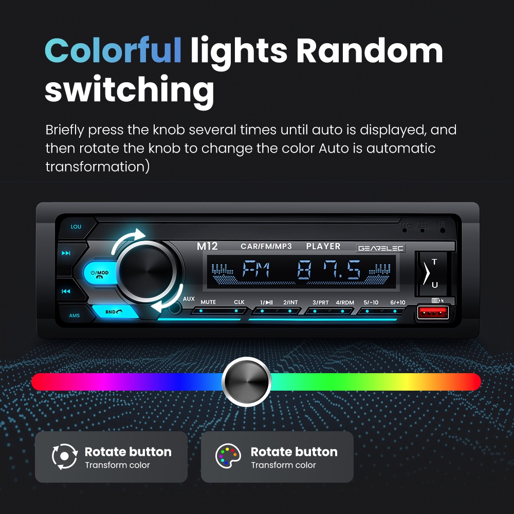 M12 Single Din Car Stereo Radio 1Din Bluetooth 5.0 AUX Input TF USB Head Unit Receiver Mendukung Kontrol Aplikasi Asisten Suara