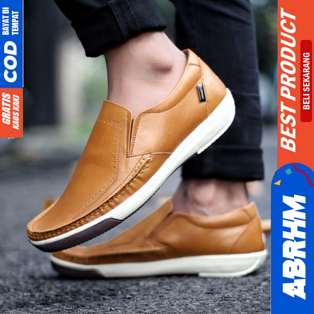 ABRHM SANDRE Sepatu Kasual Slip On Pria Kulit Asli