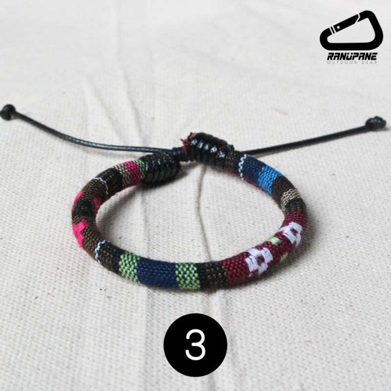 Gelang Tenun Etnik Songket Gelang khas Lombok Motif Unik Gelang Vintage Etnik Etnic Pendaki Gunung Pria Wanita-3