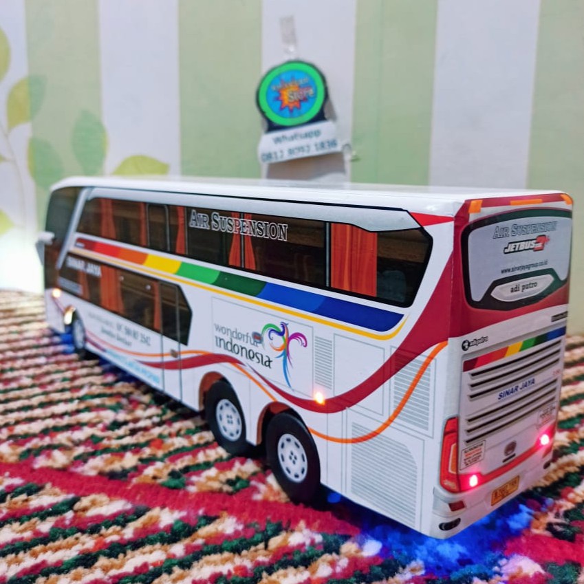 miniatur Bus bis /mainan bus bis Sinar jaya double decker + Lampu