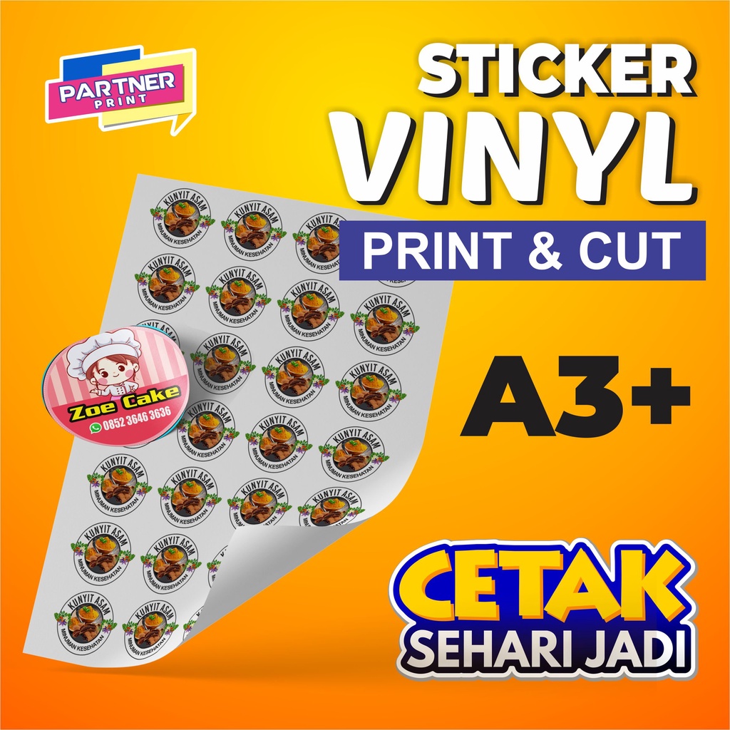

CETAK STIKER LABEL VINYL KIS CUT / PRINT AND CUT