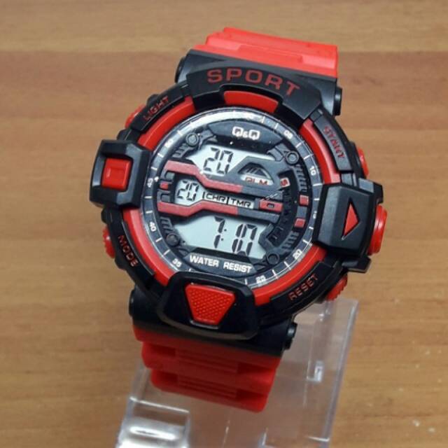 Jam Tangan Sport QnQ Digital Red Super Premium