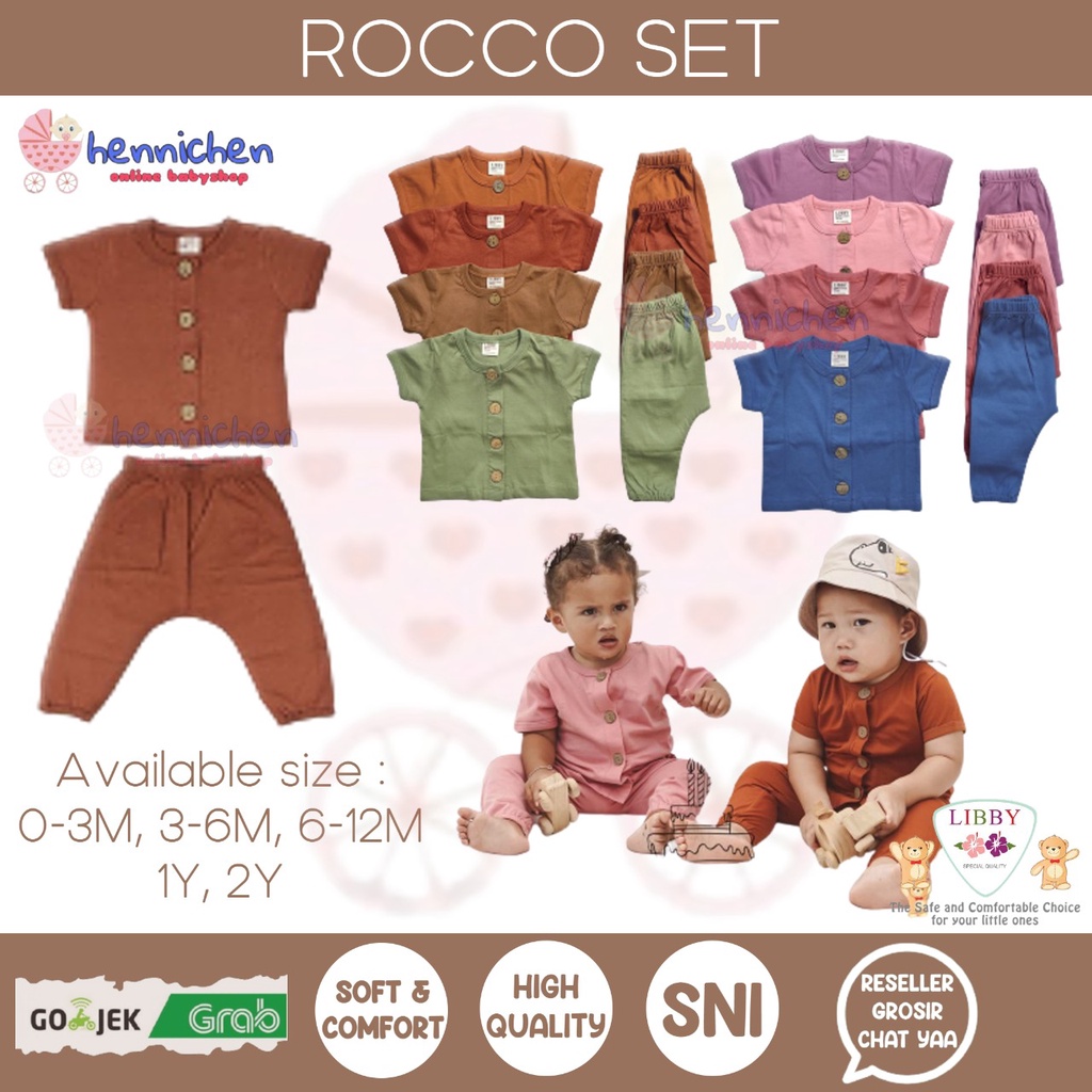 NEW COLOR LIBBY EARTH SERIES ROCCO SET BUTTON SHIRT JOGGER PANTS SETELAN BAJU ANAK UNISEX 0-2 TAHUN