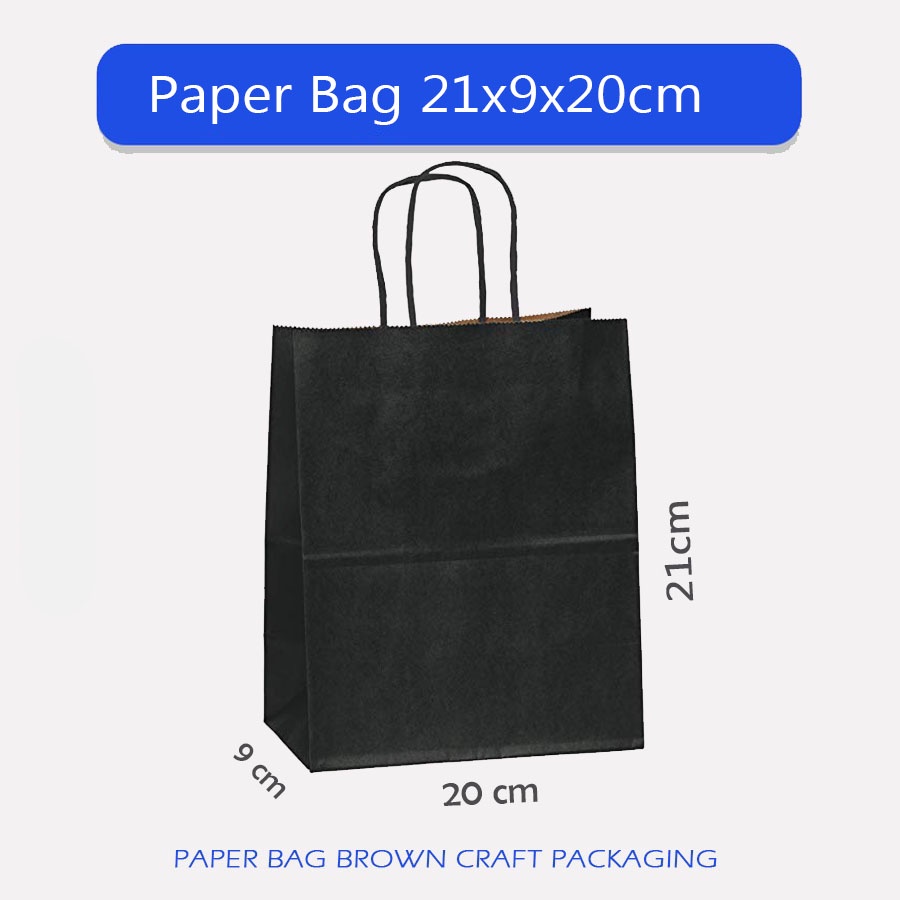 

Paper Bag Hitam Polos 20x9x23 cm Papper Bag Kertas Kado Souvenir Packaging Olshop Hampers Murah