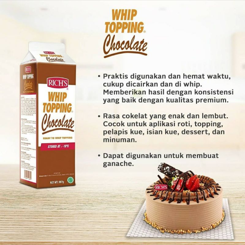 

RICHS Topping Whipping Cream Kocok Cokelat 907 ( Gosend Bandung )