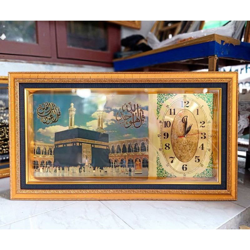 jam kaligrafi makkah 50x85cm / JAM DINDING / DEKORASI / HIASAN DINDING