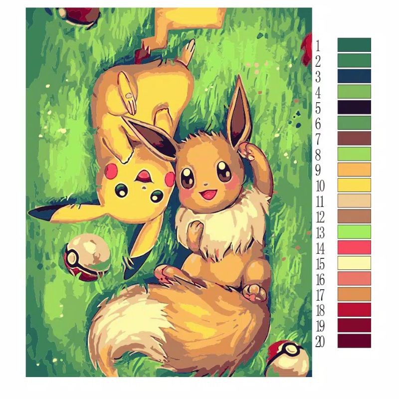 

[Ready] Painting by Number Pikachu 40x50cm