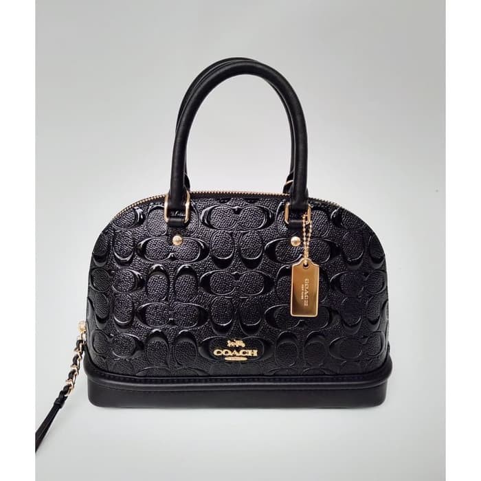 Coach Mini Sierra Black in Signature Embossed Black - Ori 100%