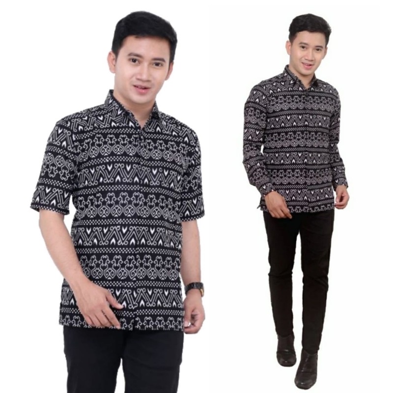 Hem Batik Monokrom Semut Hitam Putih | Atasan Kemeja Pria Modern