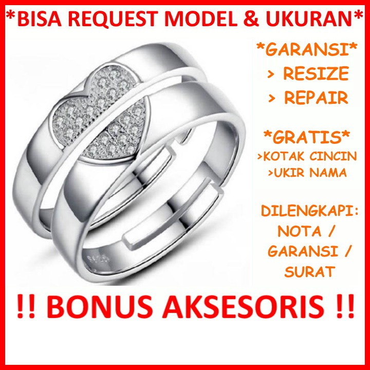 Garansi Silver Asli Cincin Perak Kawin Tunangan Couple Handmade Bisa Pesan Model Ukir Tulis Nama Id3