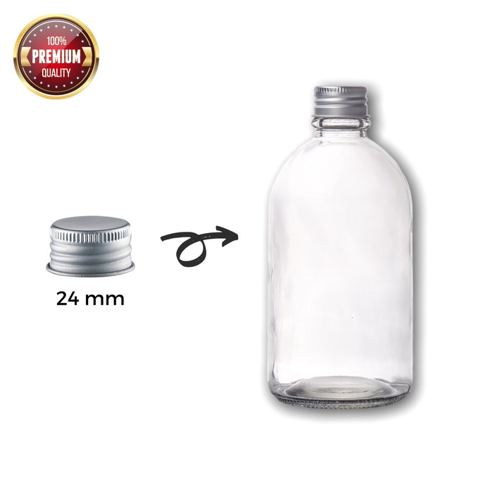 10 PCS - TUTUP 24mm UNTUK BOTOL KACA BULAT 280ML - B280 | BAHAN ALUMINIUM