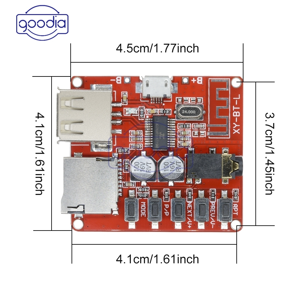 ღ[IN STOCK/COD]ღ Board Decoder MP3 Player 3.7-5v blu-e-t-ooth 4.1 dengan Micro USB TF SD Card Module