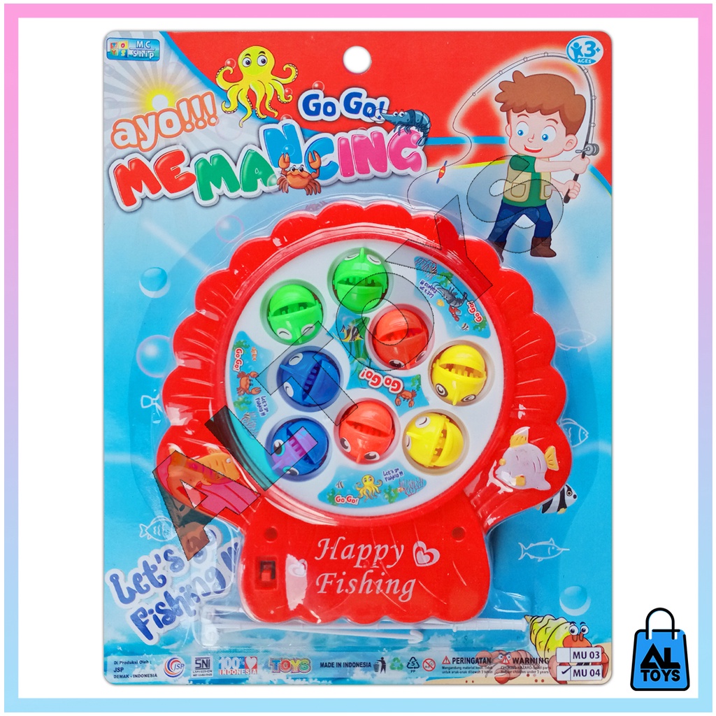 Fishing Game Mainan Pancing Putar Otomatis Lampu / Musik Aneka Model Ikan / Persegi / Pancing Magnet / Pancing Kolam MU04