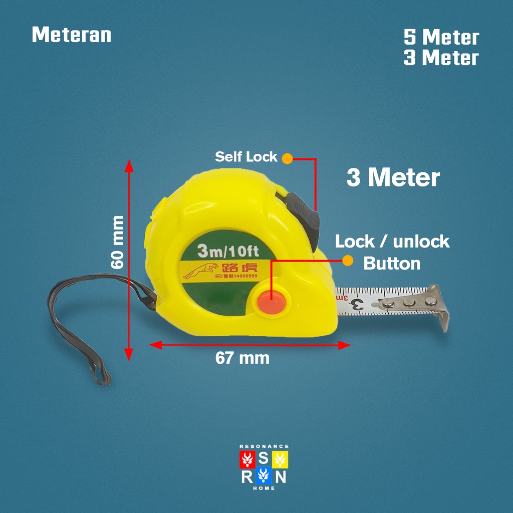 Meteran Tukang Murah 3M &amp; 5M / Meteran Gulung Alat Tukang Bangunan | Measuring Tape Roll