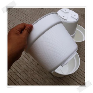 Pot Bunga 17cm Putih Motif Serat KAYU Pot Plastik 17 Cm Pot Bunga 17cm Putih Motif Serat KAYU Pot Plastik 17 Cm