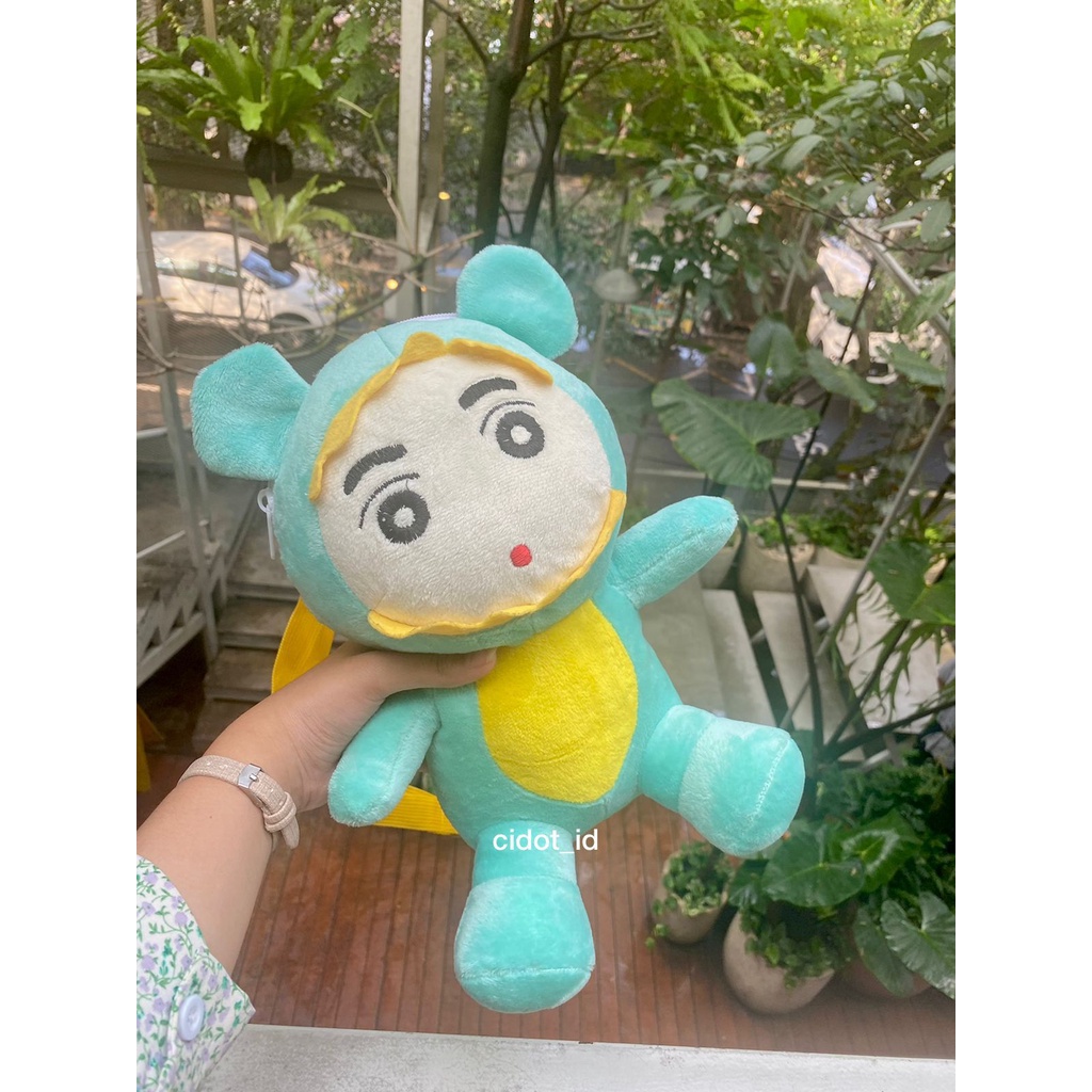 Tas Selempang Bahu Wanita Bulu Motif Boneka Kartun Dino Dinosaurus SHIN CHAN LITTLE BABY DINO Lucu Gemoy Uwu Kiyowok Import Korea Murah