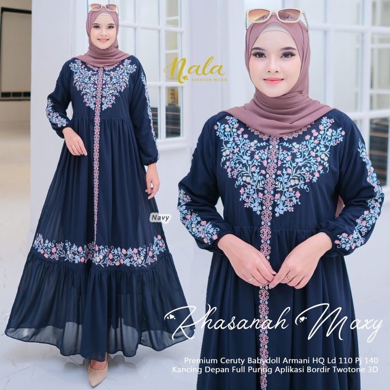 [COD] khasanah Maxy / UKURAN M,L,XL,XXL JUMBO gamis ceruty bordil BEST SELLER