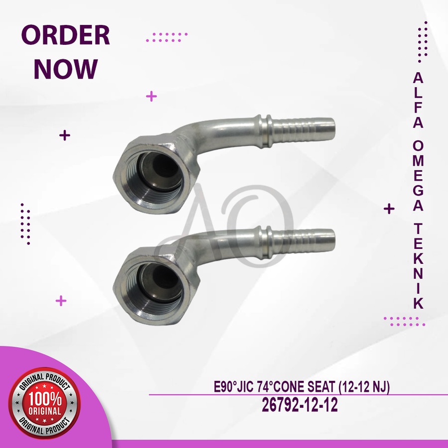 HYDRAULIC FITTING ELBOW 12-12 NJ NEPEL SELANG HIDROLIK JIC 26792-12-12