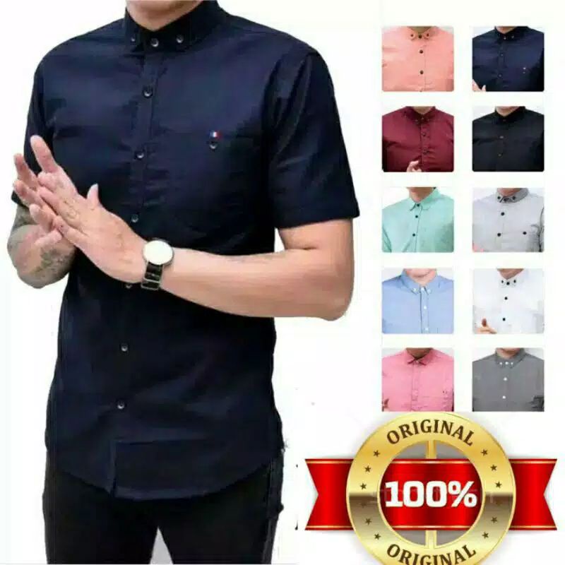 Kemeja Pria Lengan Pendek Murah Motif Distro Surfing Pantai Slimfit Casual Hitz