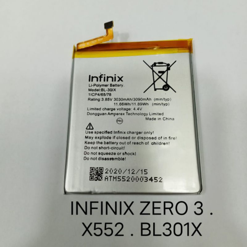 Baterai Infinix Zero 3 . X552 . BL30IX BL 30IX Batre Batteray Batray batrei Baterei