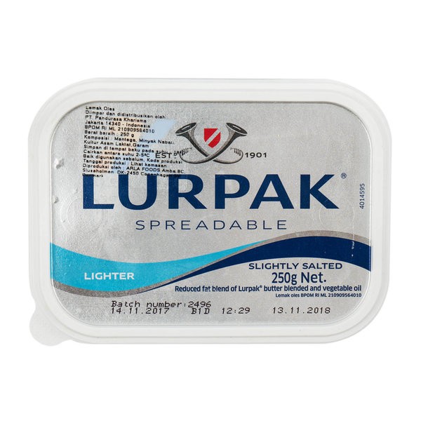 Lurpak Mentega Oles Asin Kemasan Cup 250g - Spreadable Butter Slightly Salted Lighter Fat Shopee Indonesia