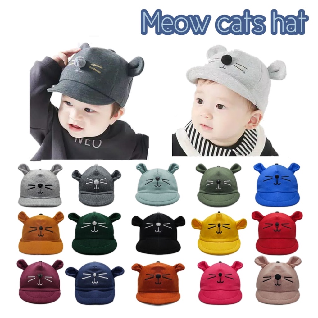 LittleAaron TOPI MEOW CATS Topi Anak Lucu Model Apollo Usia 0 Sampai 1 Tahun Kualitas Terbaik PART2