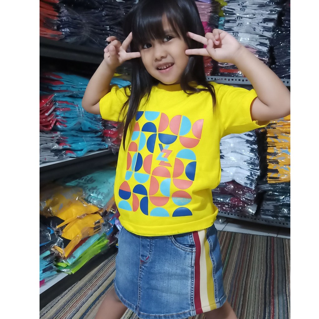 Kaos baju pakaian Distro anak keren kuning yeluzi