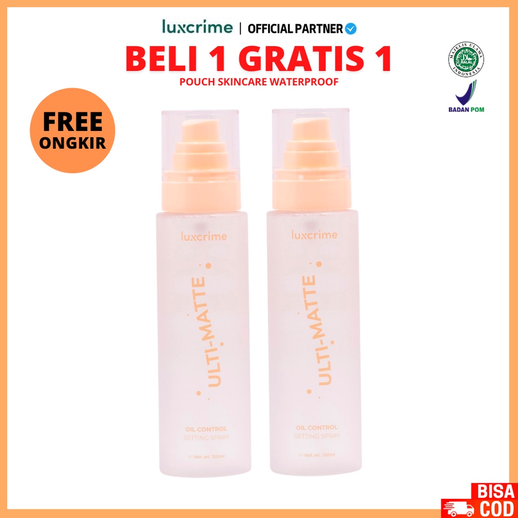 [ FREE GIFT ] Luxcrime Ulti-Matte Oil Control Setting Spray , Spray Penguat Make Up Tahan Lama 150 ml